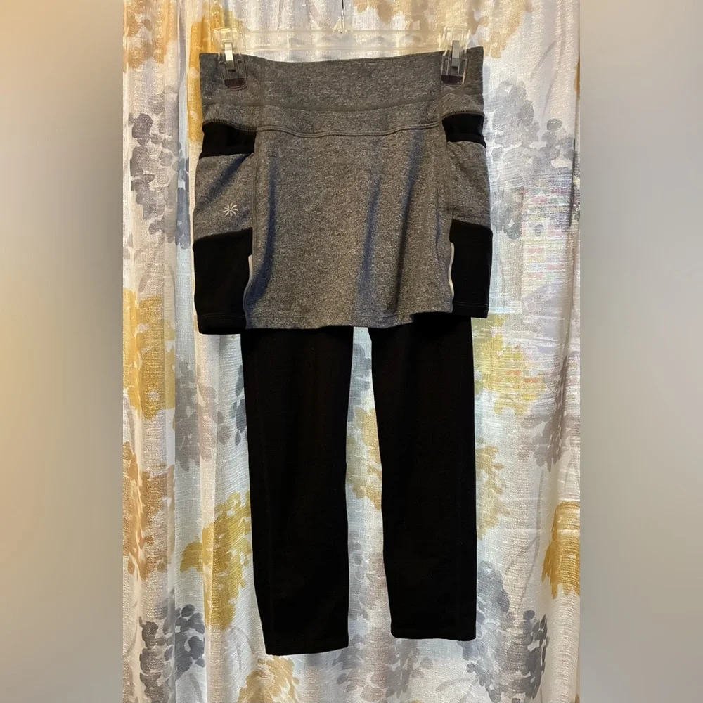 Athleta Gray and Black Skirted Leggings - Picture 1 of 4